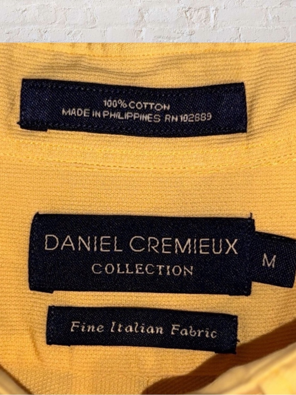 Daniel Cremieux Button Down Shirt M Yellow Italian Fabric Cotton Classic Fit - Picture 6 of 12